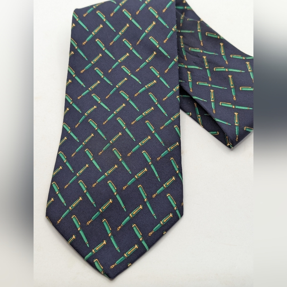 Bally Navy and Green Pen Men's Tie